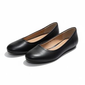 comfortview Black Round-Toe Ballet Flats